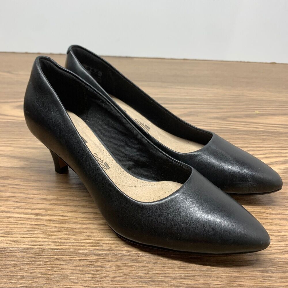 Clarks Linvale Jerica Pumps Womens 5 M Black Leather Slip On Shoes Work‎